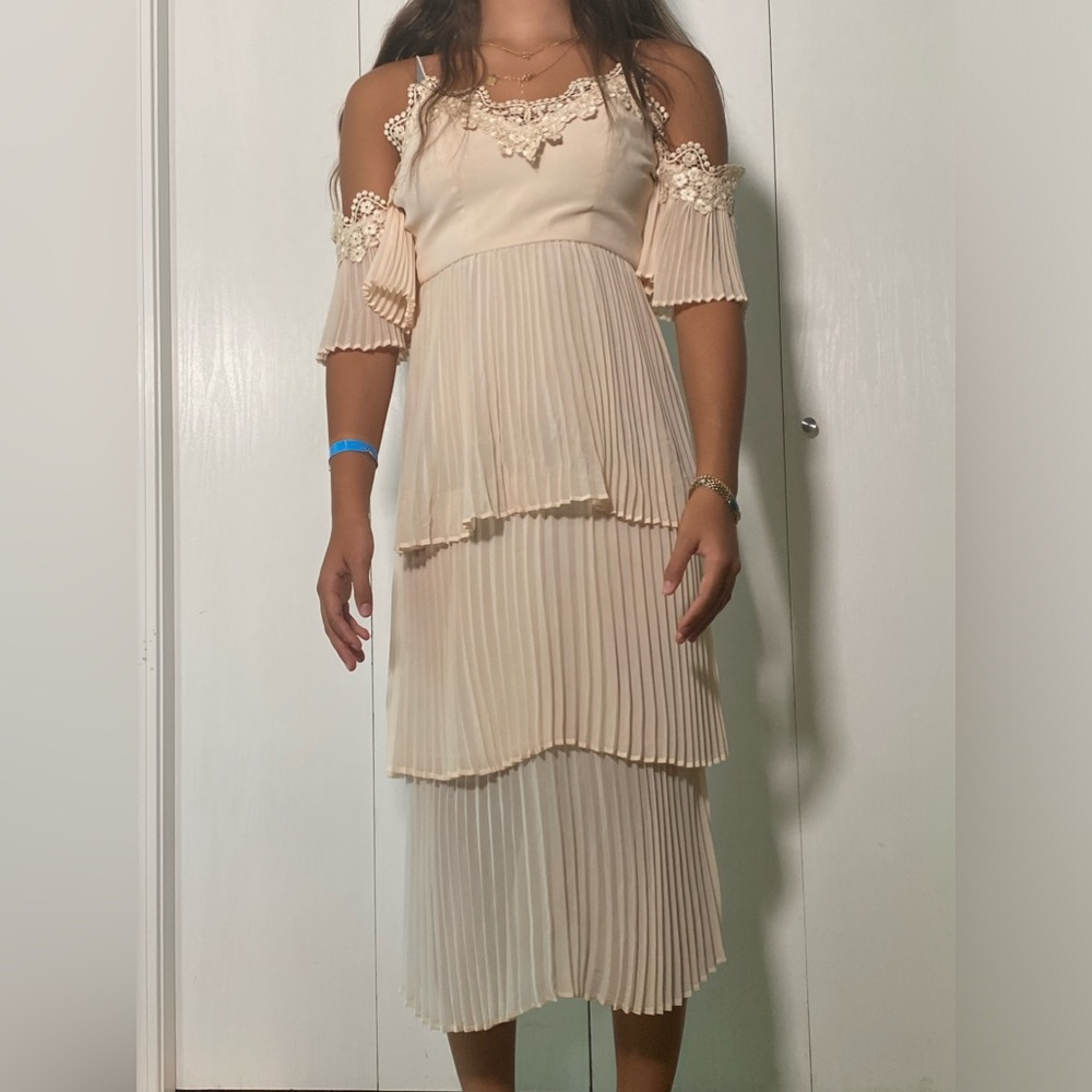 Beautiful cream ruffle dress from lulus